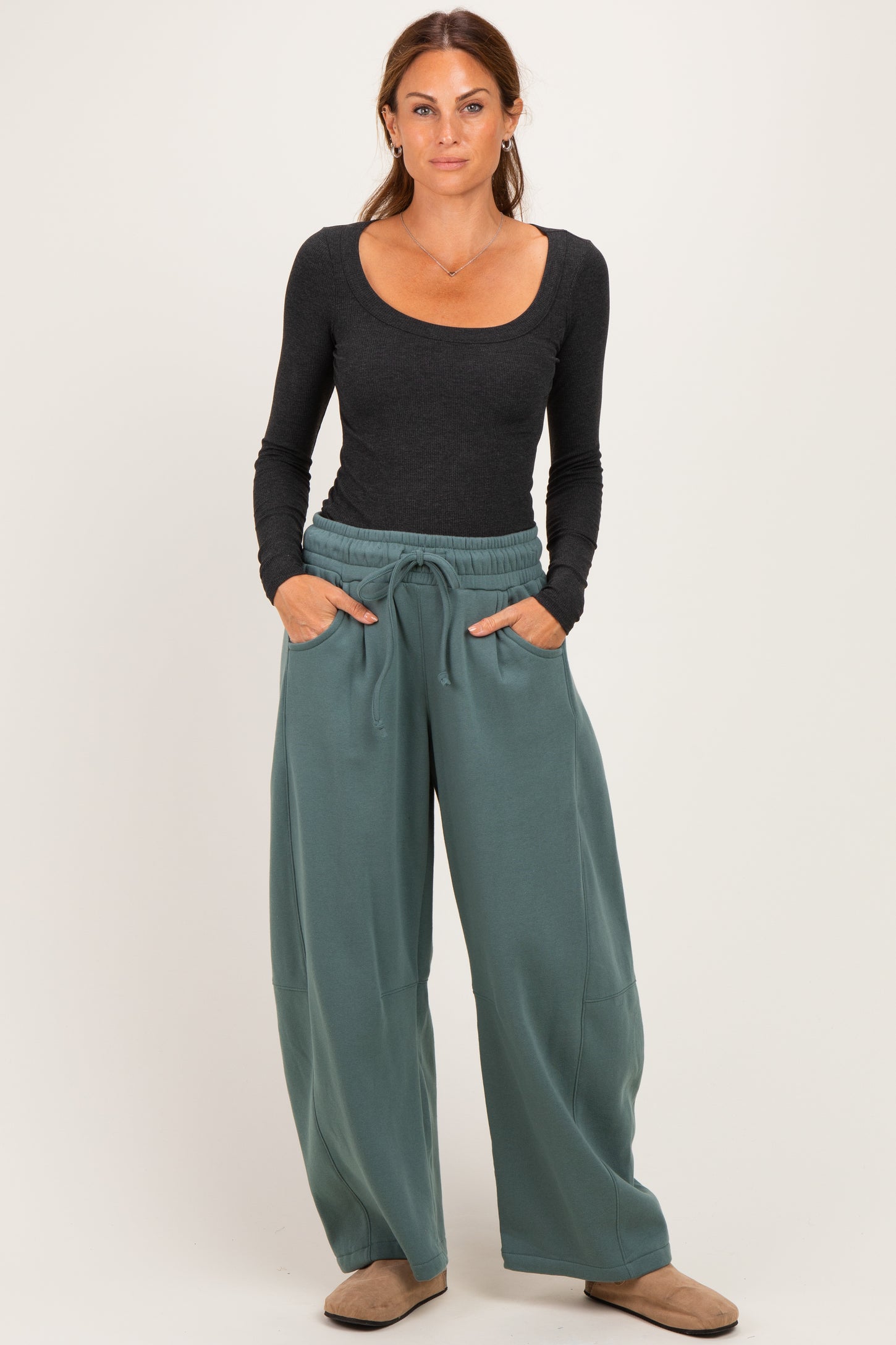 Ash Jade Fleece Barrel Leg Sweatpants