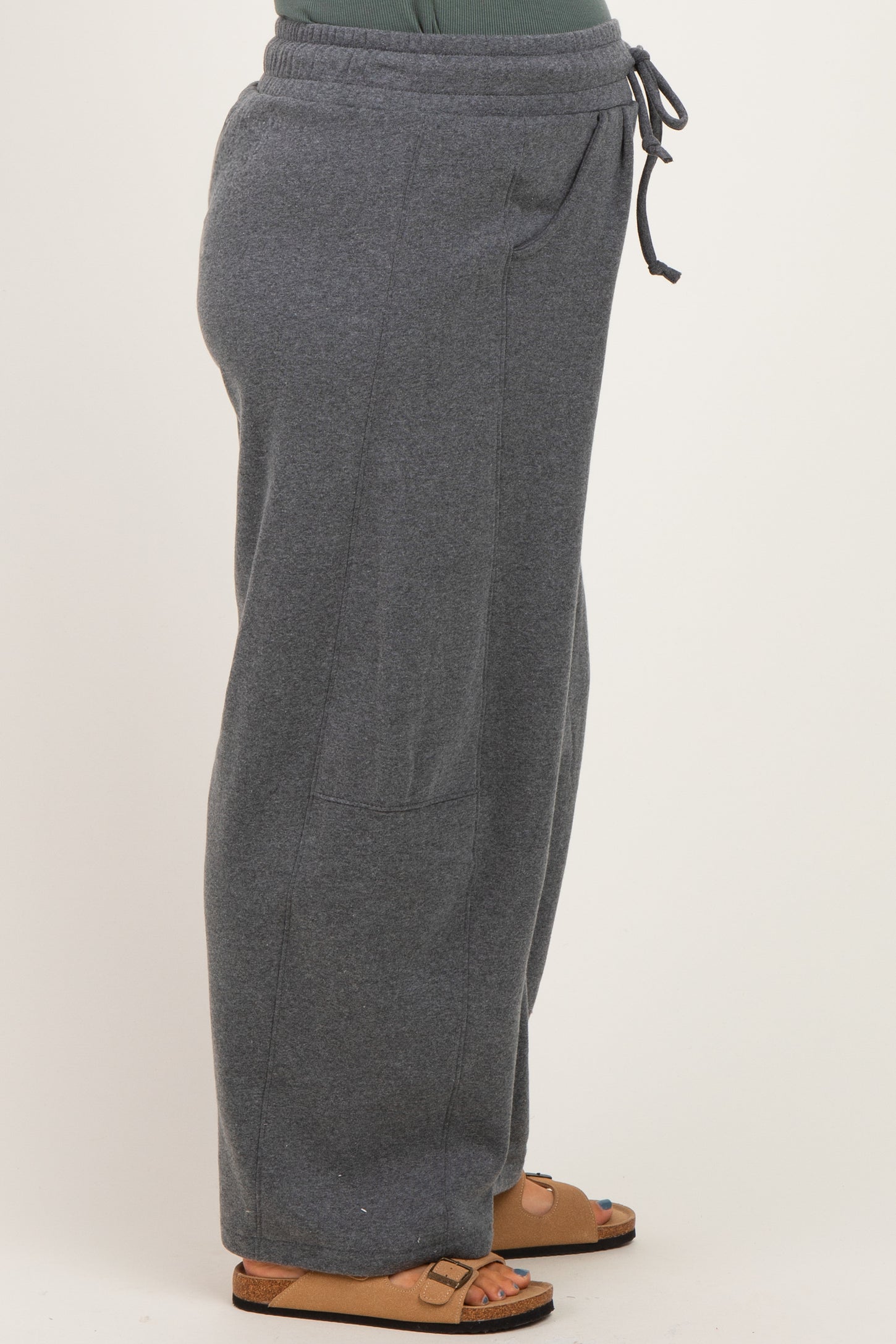 Heather Charcoal Fleece Barrel Leg Maternity Sweatpants