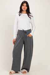 Heather Charcoal Fleece Barrel Leg Maternity Sweatpants