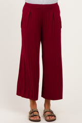 Dark Burgundy Wide Leg Ankle Maternity Lounge Pants
