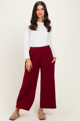 Dark Burgundy Wide Leg Ankle Lounge Pants