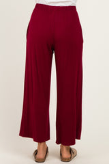 Dark Burgundy Wide Leg Ankle Lounge Pants