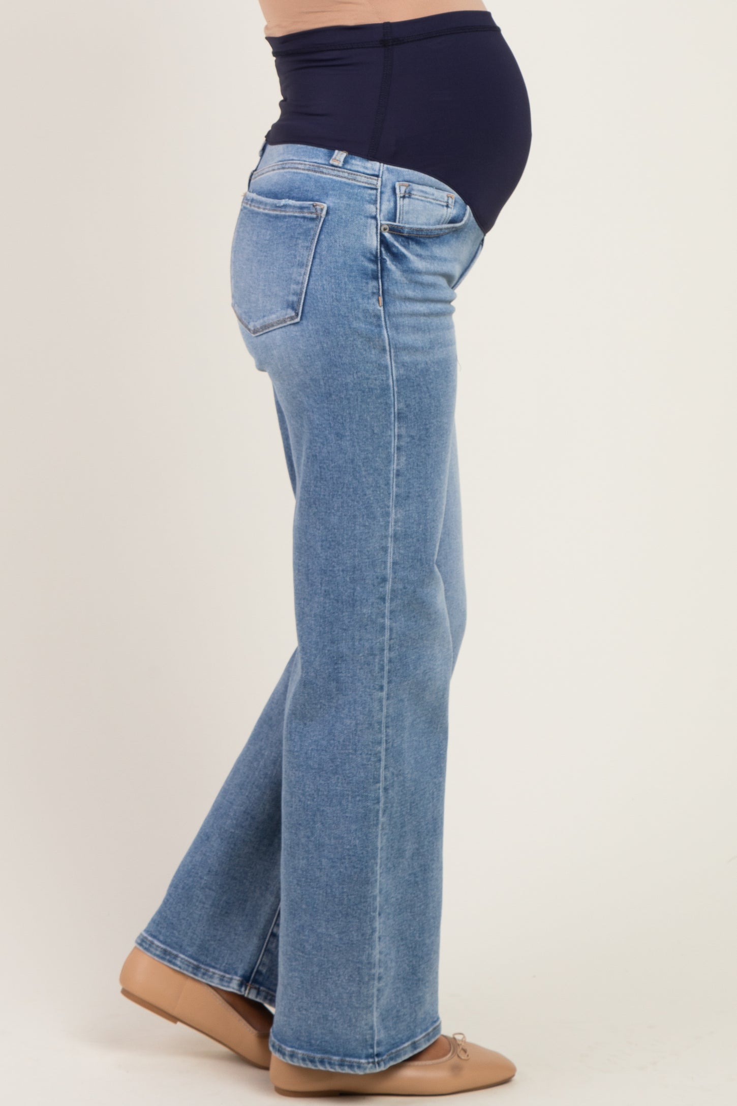 Light Blue Wash Wide Leg Maternity Jeans