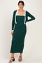 Hunter Green/ Cream Color Block Sleeveless Fitted Dress Cardigan Set