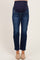 Navy Dark Wash Cropped Slim Straight Leg Maternity Jeans