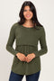 Olive Long Sleeve Peplum Knit Top