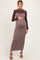 Brown Ribbed Knit Mock Neck Long Sleeve Maternity Maxi Dress