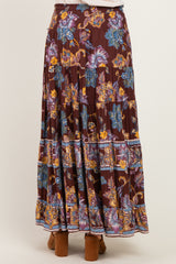 Cocoa Floral Smocked Waistband Tiered Maxi Skirt