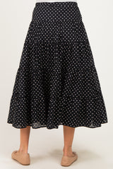 Black Polka Dot Tiered Maternity Maxi Skirt