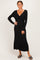 Black Knotted V-Neck Side Slit Long Sleeve Dress