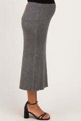 Charcoal Two Tone Ribbed Sweater Maternity Midi Skirt
