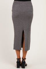Charcoal Two Tone Ribbed Sweater Maternity Midi Skirt