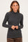 Charcoal Ribbed Fitted Mock Neck Long Sleeve Top