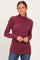 Burgundy Ribbed Fitted Mock Neck Long Sleeve Top