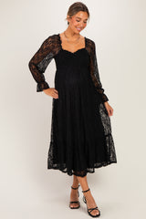 Black Sweetheart Lace Long Sleeve Maternity Maxi Dress