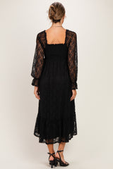 Black Sweetheart Lace Long Sleeve Maternity Maxi Dress
