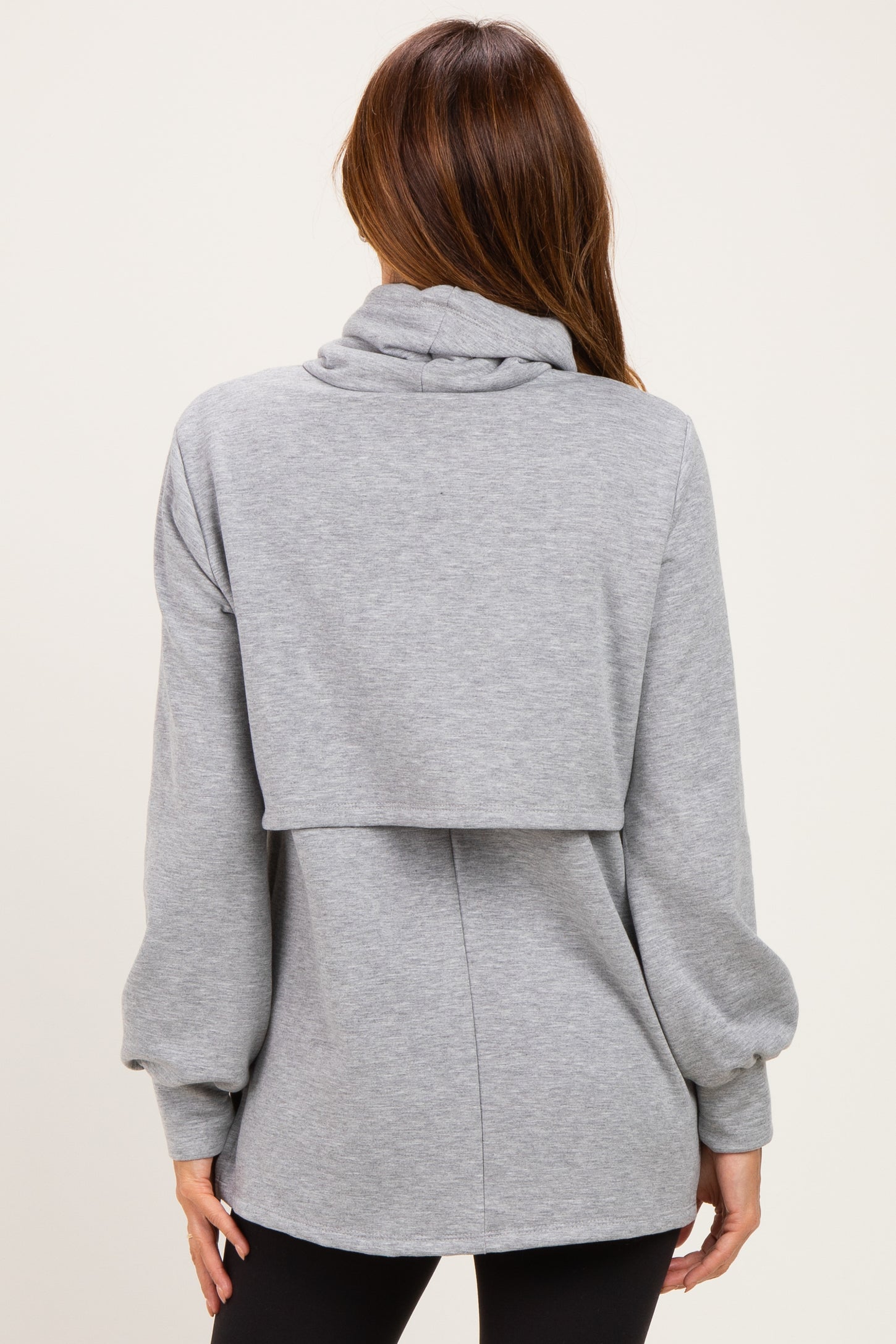 Gray Long Sleeve Drawstring Hooded Pullover
