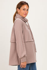 Mocha Long Sleeve Drawstring Hooded Pullover