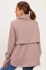 Mocha Long Sleeve Drawstring Hooded Pullover