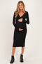 Black Long Sleeve Wrap V-Neck Maternity Nursing Midi Dress