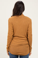 Mustard Soft Heathered Draped Wrap Nursing Top