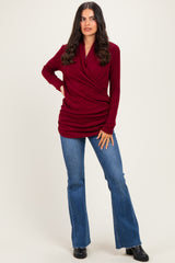 Burgundy Heathered Draped Wrap Nursing Top