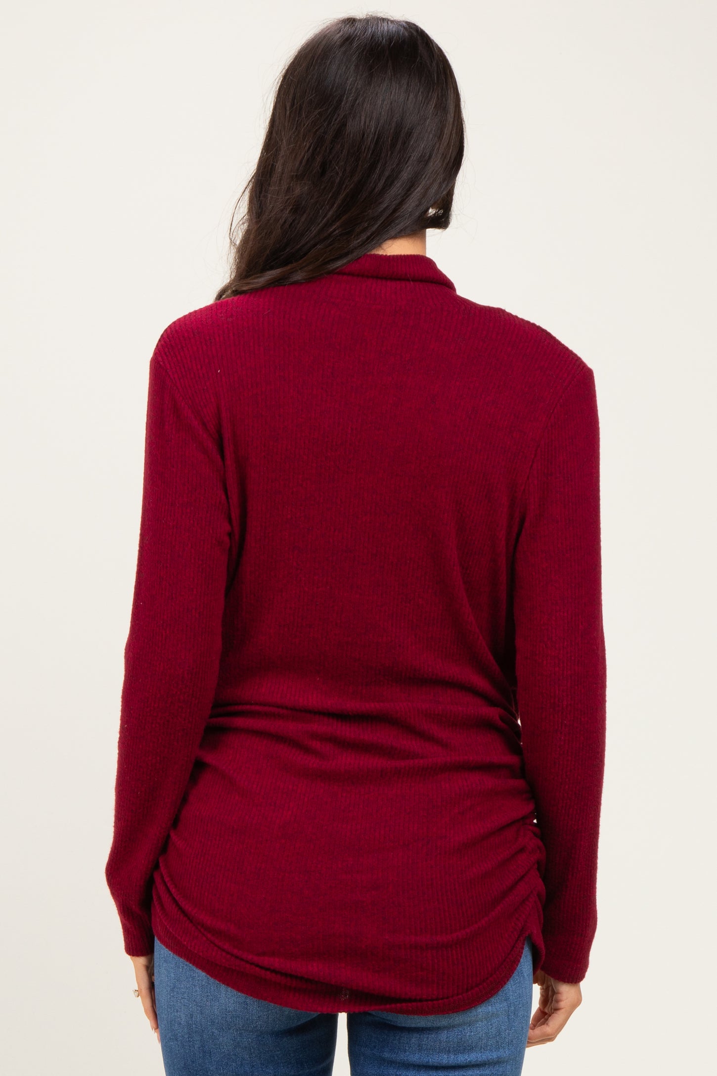 Burgundy Heathered Draped Wrap Nursing Top