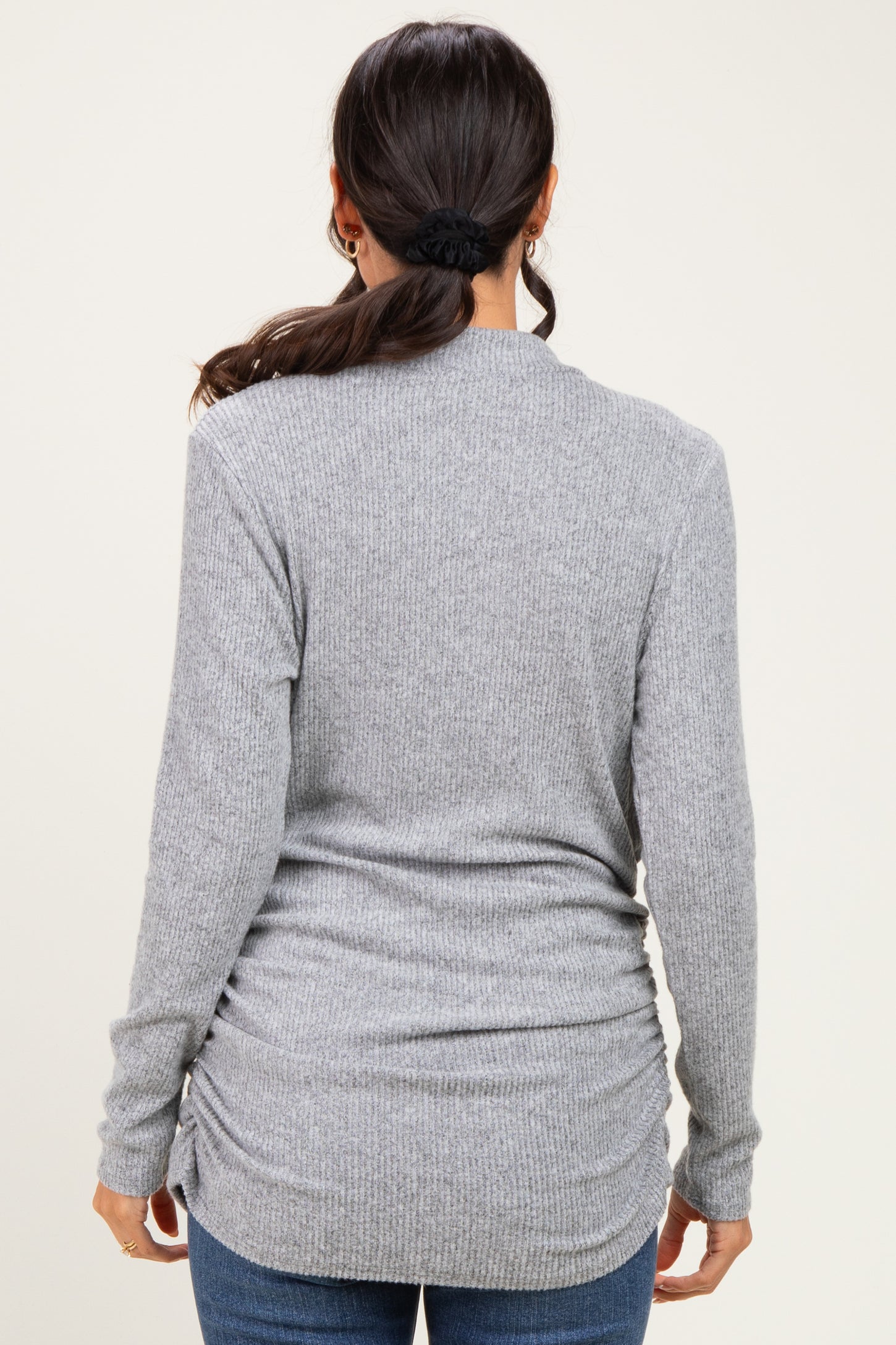 Grey Heathered Draped Wrap Nursing Top