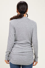 Grey Heathered Draped Wrap Nursing Top