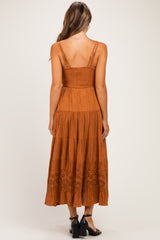 Desert Lace Accent V-Neck Tiered Maternity Maxi Dress