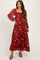 Burnt Ginger Floral Mesh Front Tie Maternity Maxi Dress