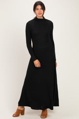 Black Turtleneck Long Sleeve Maternity Maxi Dress
