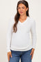 Ivory Long Sleeve V-Neck Maternity Top