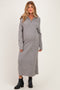 Grey Ribbed Knit Half-Zip Maternity Midi Sweater Dress