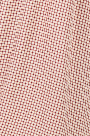 Ivory Red Gingham Lace Trim Midi Dress