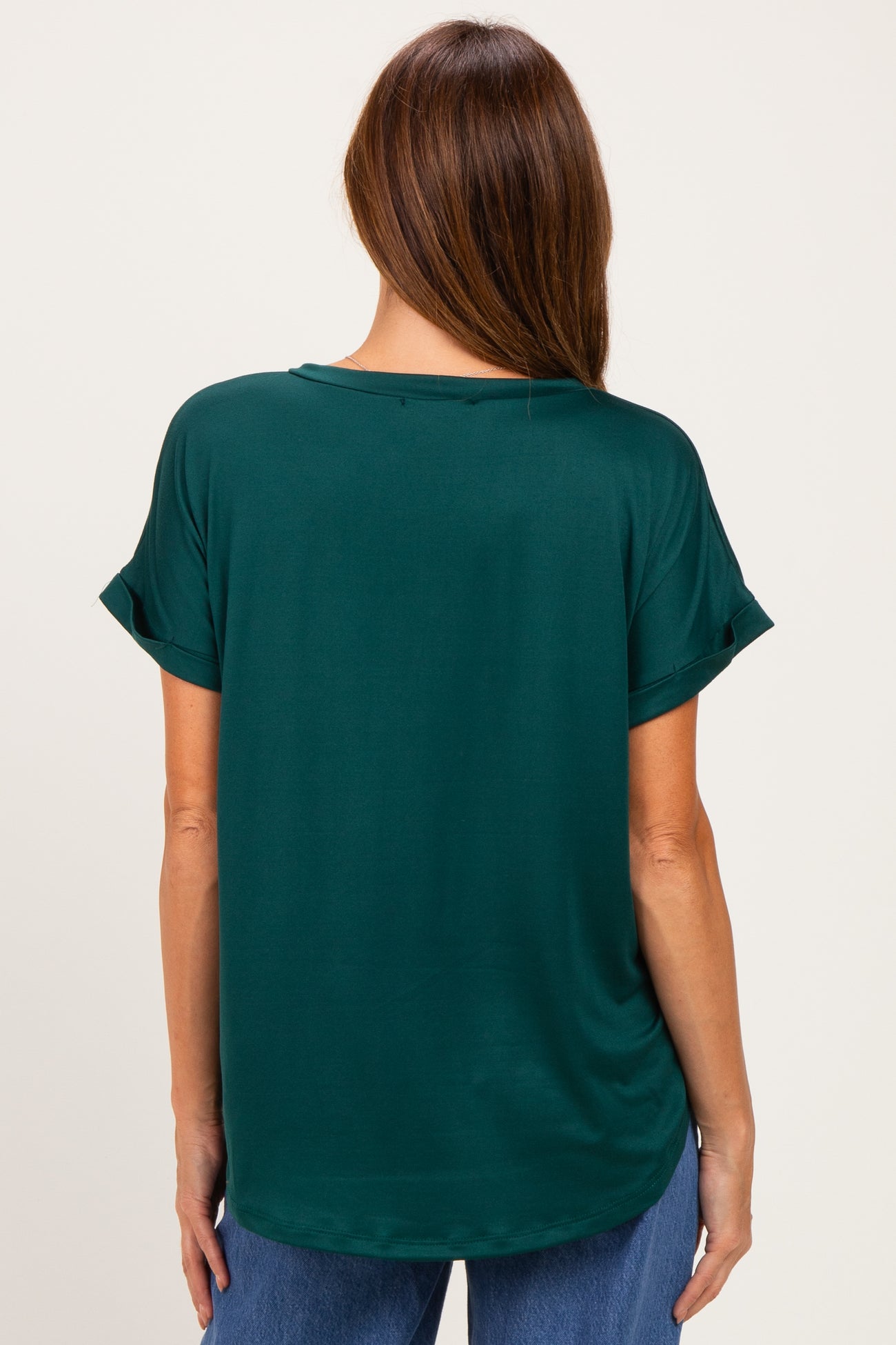 Forest Green V-Neck Pocket Short Sleeve Shirt
