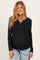 Black Long Sleeve Button Front Long Sleeve Fitted Maternity Top