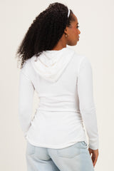 Ivory Long Sleeve Button Front Long Sleeve Fitted Top