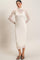 Cream Ribbed Mesh Knit Midi Dress