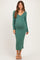 Emerald V-Neck Long Sleeve Fitted Maternity Maxi Dress
