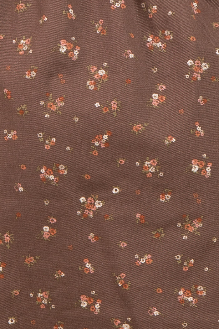 Brown Floral Puff Sleeve Square Neck Maternity Mini Dress