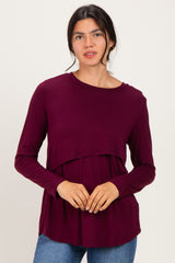 Burgundy Maternity & Nursing Lift-Up Long Sleeve Top