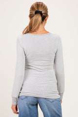 Heather Grey Maternity & Nursing Layered Knit Top