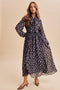 Black Floral Tie Neck Maxi Dress