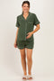 Army Green Short Sleeve Button Down Shirt Shorts Maternity Set