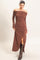 Brown Off-Shoulder Long Sleeve Maxi Dress
