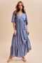 Midnight Lace Trim Tiered Maxi Dress