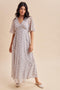 Whisper Grey Flutter Sleeve Floral Maxi Dress