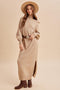 Marled Flax Turtleneck Bubble Sleeve Sweater Dress