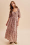 Dusty Rose Floral Smocked Waist Maxi Dress
